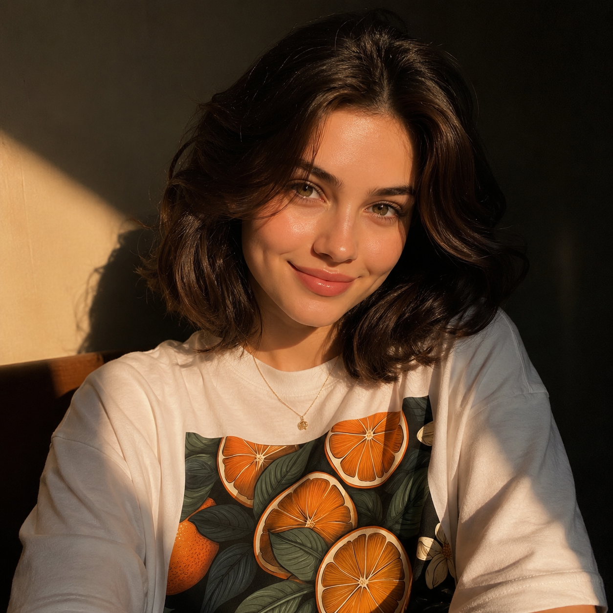 Citrus Bloom Oversized Graphic T-Shirt | Premium Botanical Orange Print Streetwear
