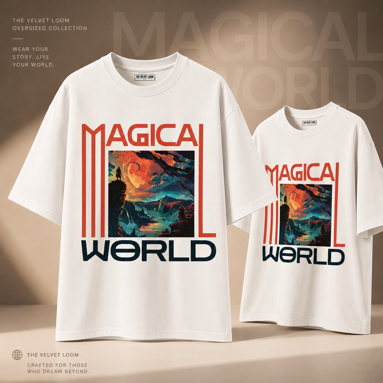 Magical World Oversized Graphic Printed T-Shirt | THE VELVET LOOM