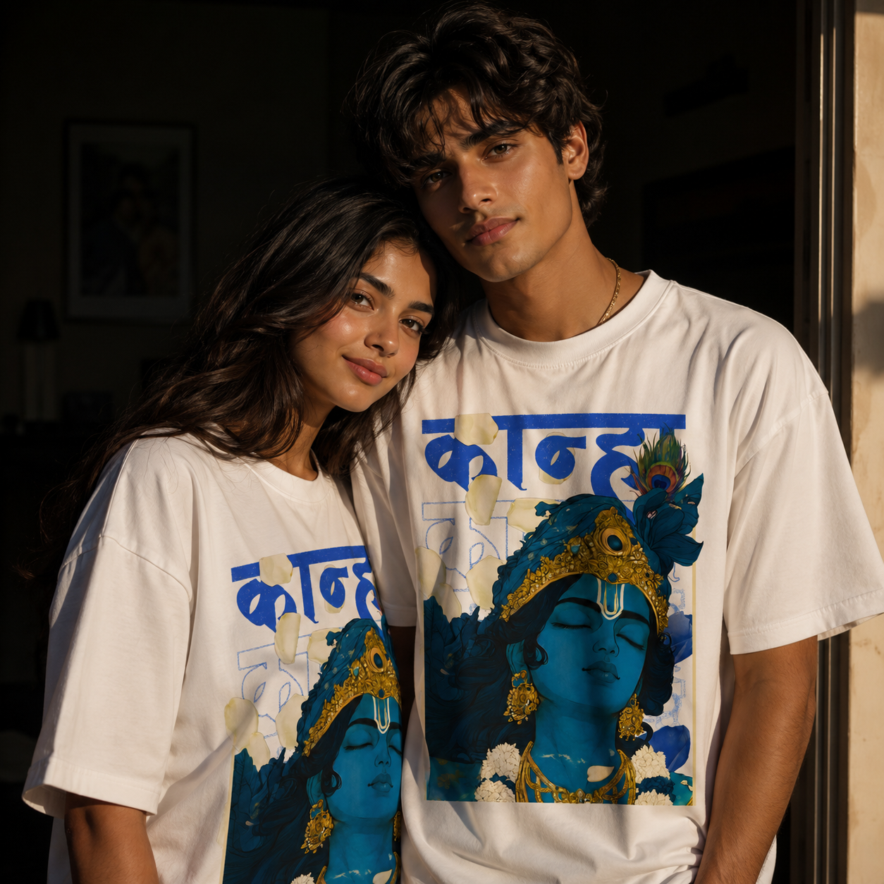 Divine Grace Premium White Oversized Graphic Printed T-Shirt | The Velvet Loom