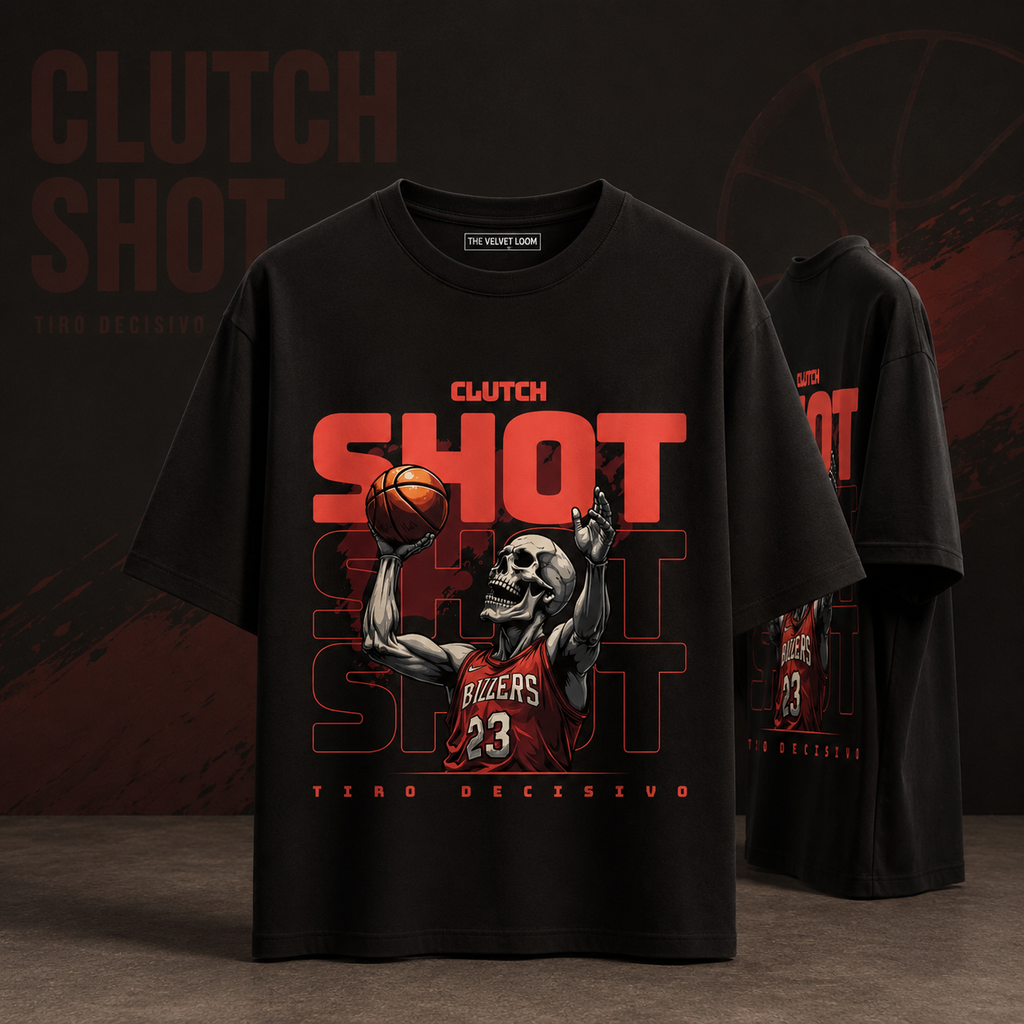 Clutch Shot Premium Black Oversized Graphic Printed T-Shirt |The Velvet Loom