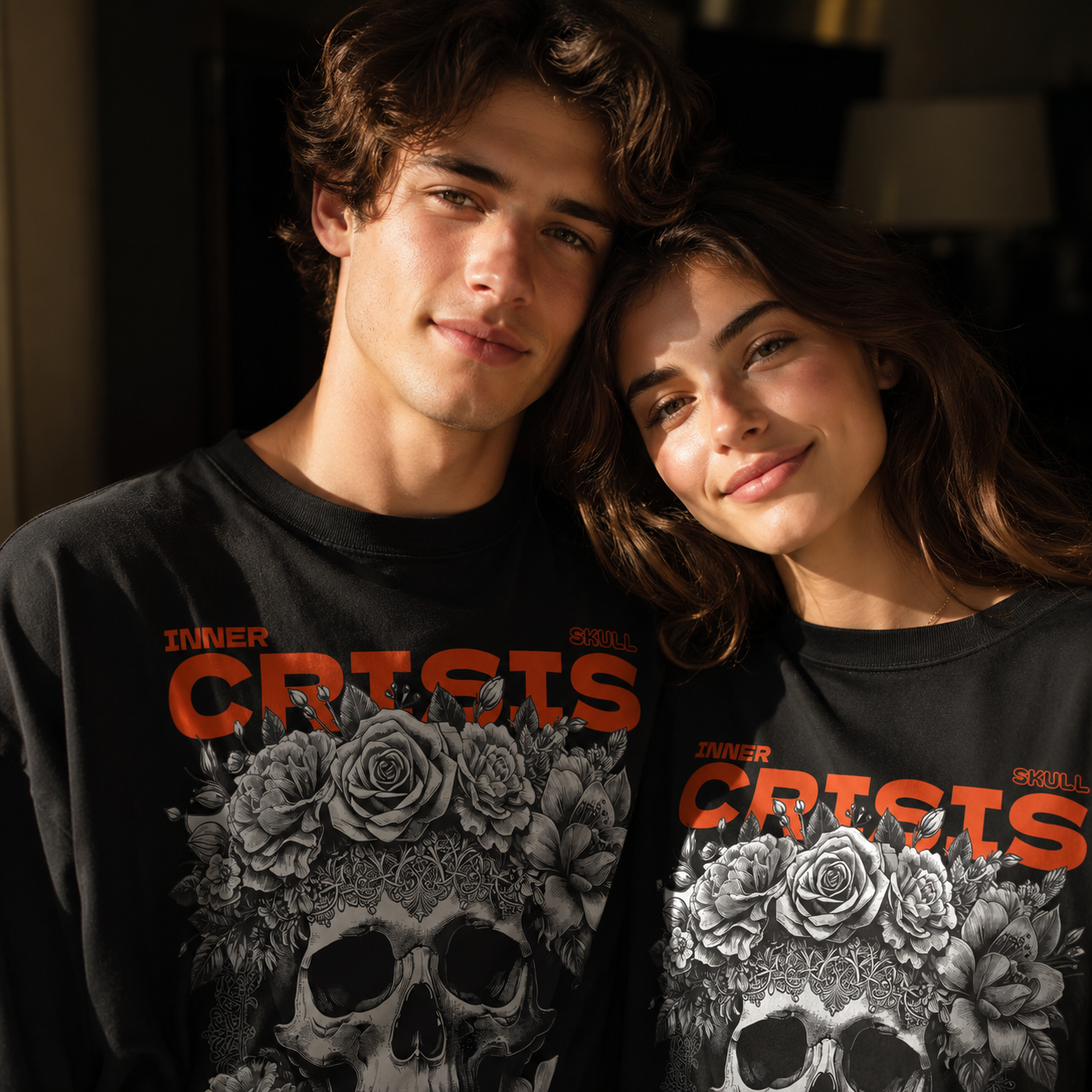 Inner Crisis Skull Black Oversized T-Shirt | THE VELVET LOOM