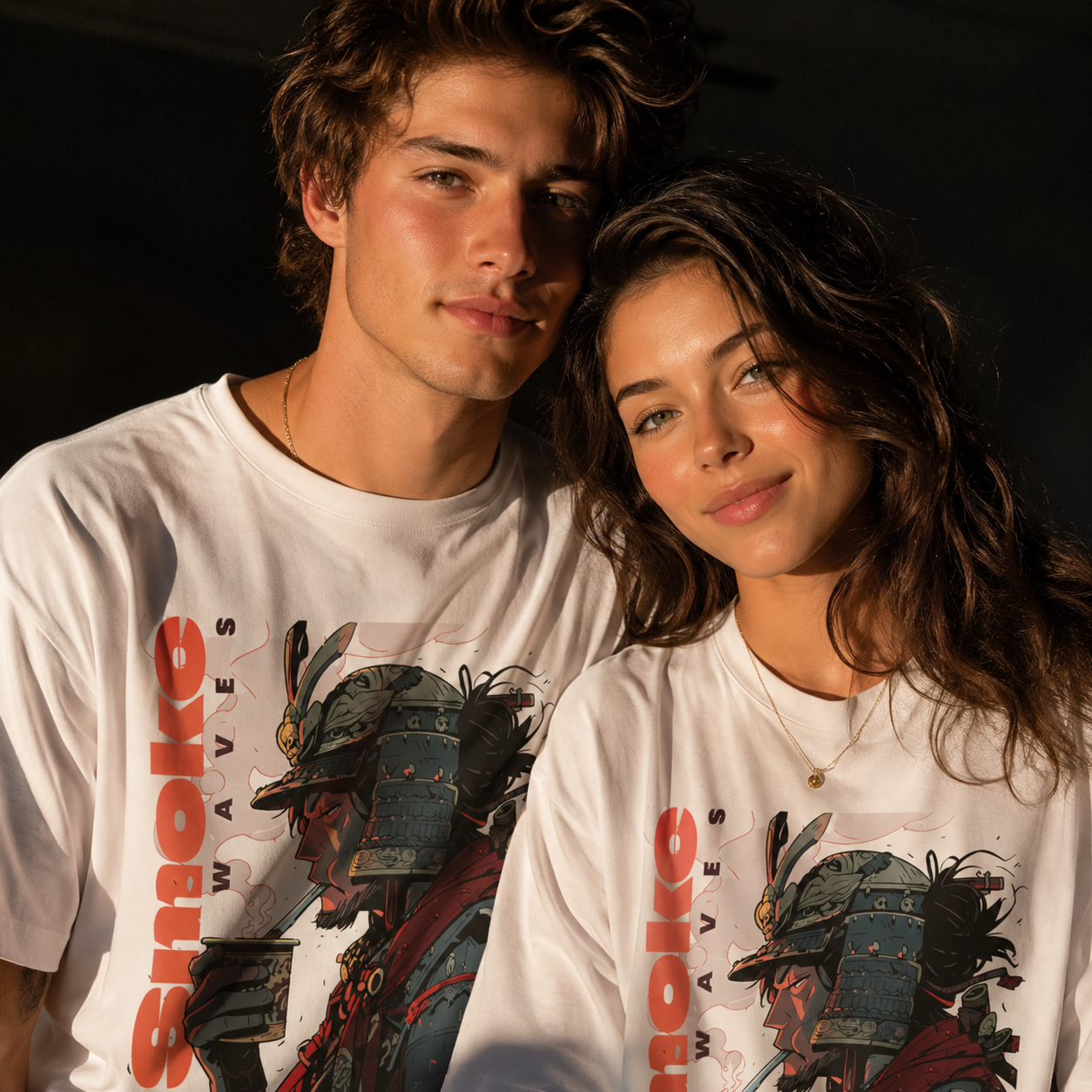 Samurai Waves White Oversized Graphic Printed T-Shirt | THE VELVET LOOM
