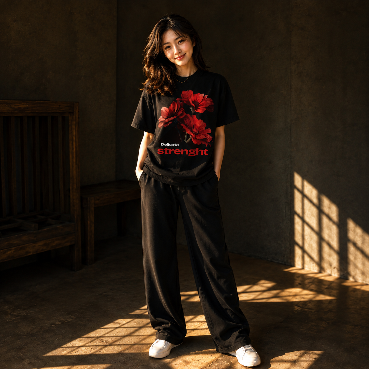 Urban Flora Drop-Shoulder Graphic Tee for GIRLS
