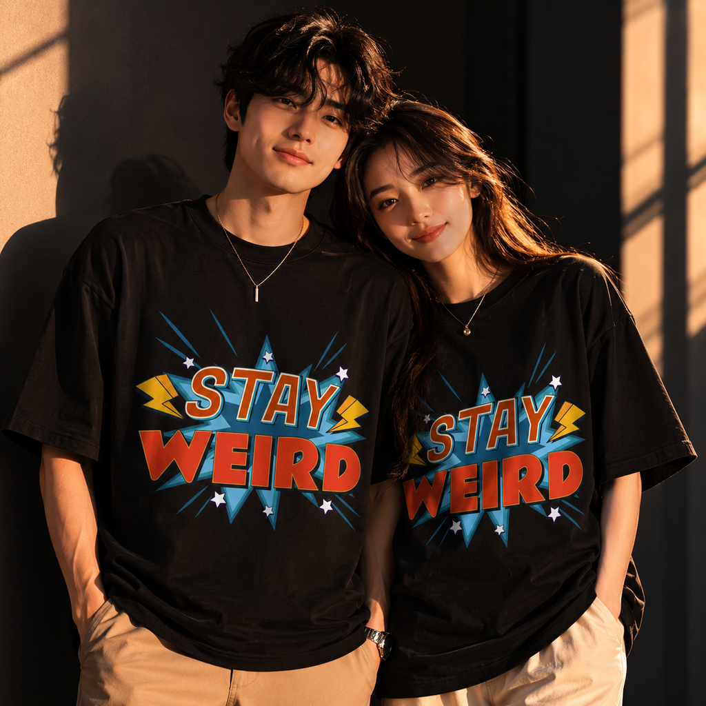 "Stay Weird" Heavyweight UNISEX Oversized Tee – 240+ GSM Premium Cotton