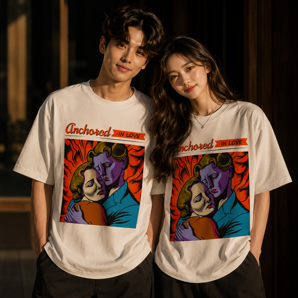 Anchored in Love 250GSM Oversized Graphic T-Shirt – Premium Pop Art Streetwear Tee