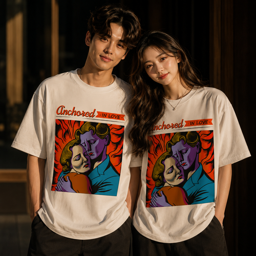 Anchored in Love 250GSM Oversized Graphic T-Shirt – Premium Pop Art Streetwear Tee