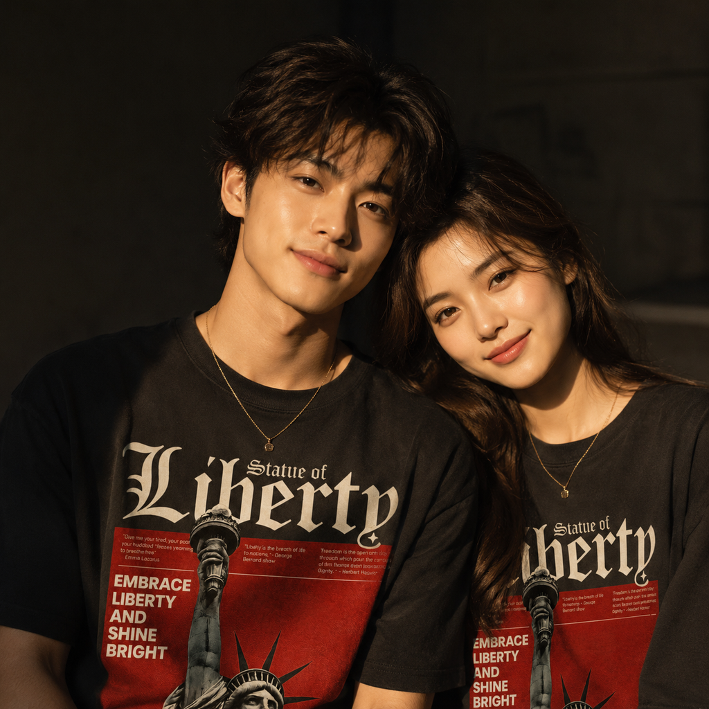 Statue of Liberty Oversized Graphic T-Shirt – 250 GSM Premium Cotton | Vintage Streetwear Edition