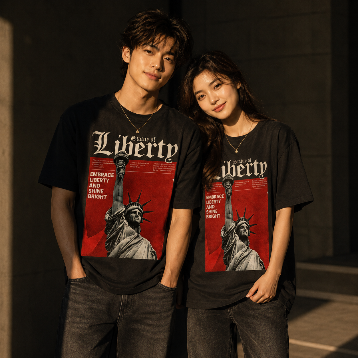 Statue of Liberty Oversized Graphic T-Shirt – 250 GSM Premium Cotton | Vintage Streetwear Edition