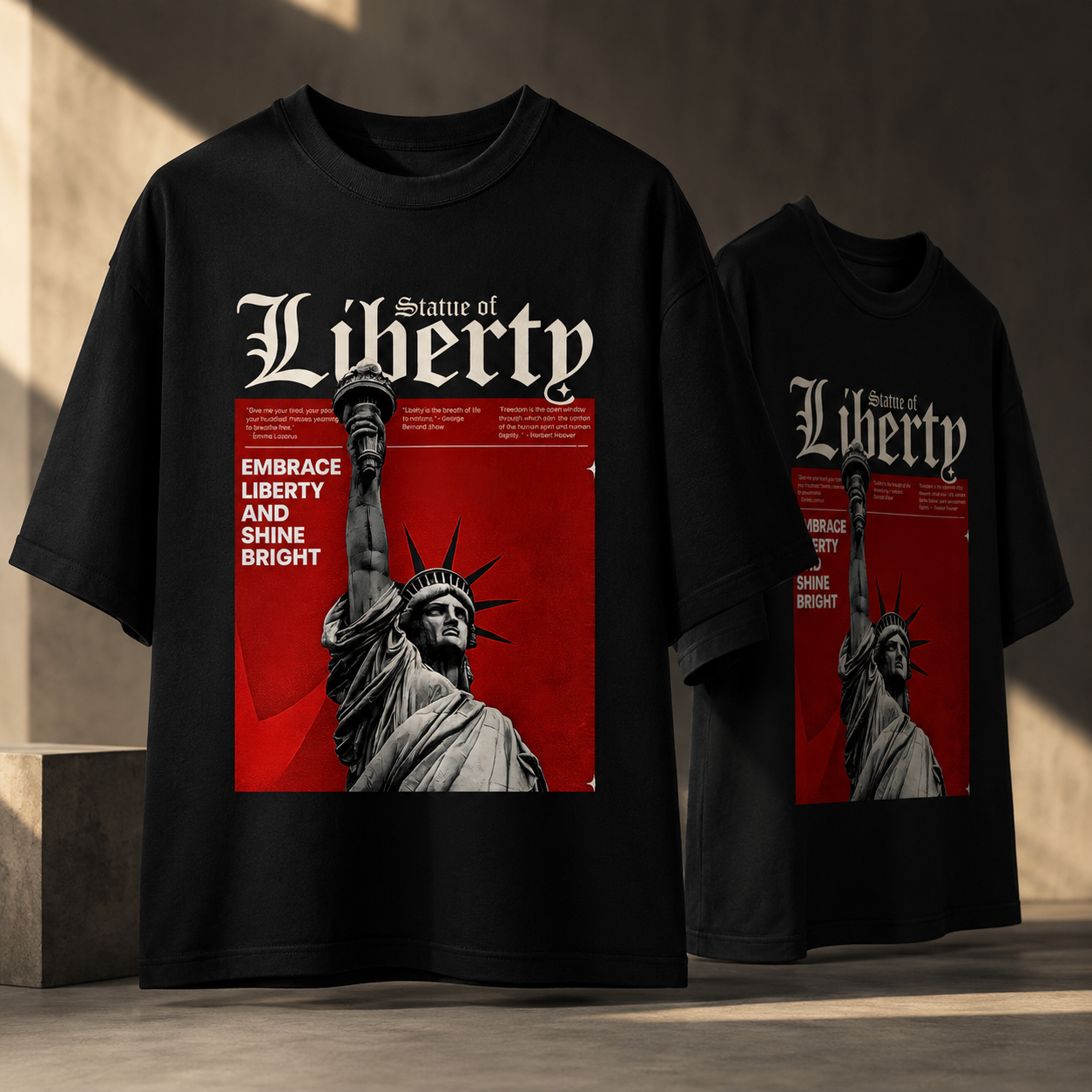 Statue of Liberty Oversized Graphic T-Shirt – 250 GSM Premium Cotton | Vintage Streetwear Edition