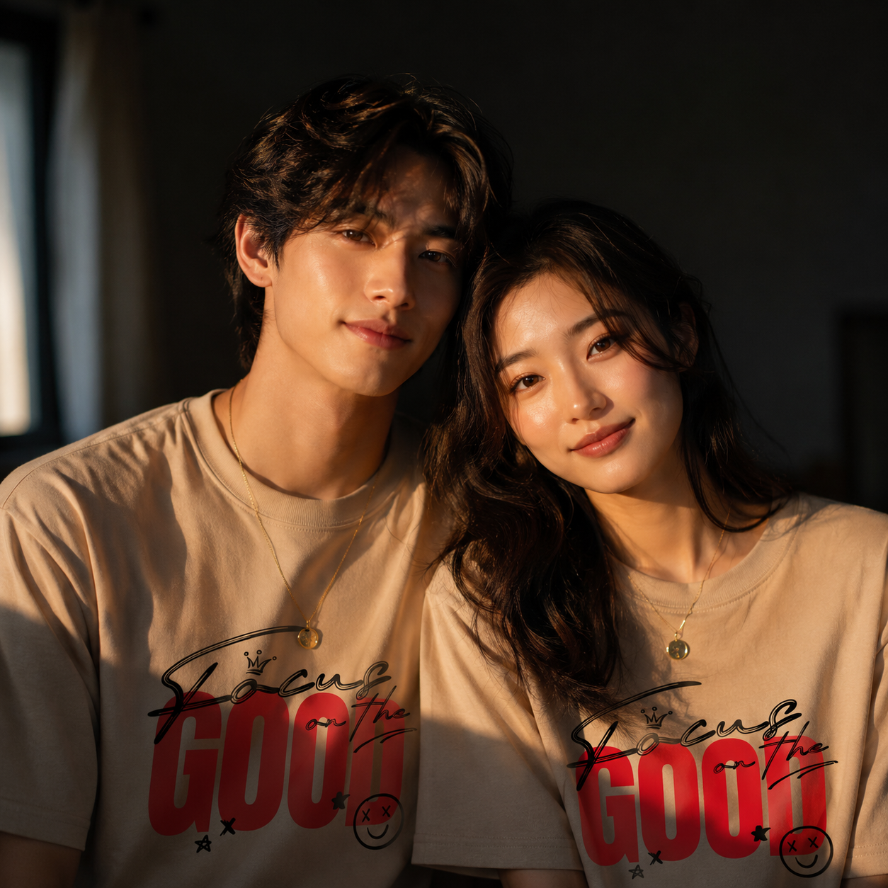 Focus On the Good Premium 250 GSM Beige Oversized Graphic T-Shirt