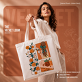 Floral Memories Premium Cotton Tote Bag | Heavyweight Single Side printed Zipper Canvas Bag