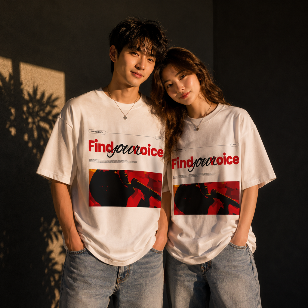 FIND YOUR VOICE 250 GSM Oversized Graphic T-Shirt | THE VELVET LOOM