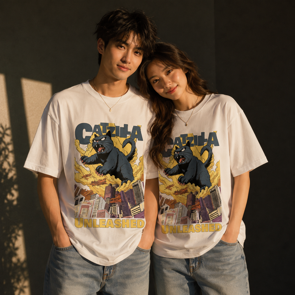 CATZILLA UNLEASHED Oversized 250 GSM Graphic T-Shirt | THE VELVET LOOM