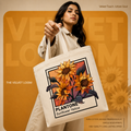 "Sunflowers in Bloom" Graphic Cotton Tote Bag | Heavyweight Single Side printed Zipper Canvas Bag