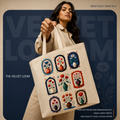 The Artistic Collage Tote Bag | Heavyweight Single Side printed Zipper Canvas Bag