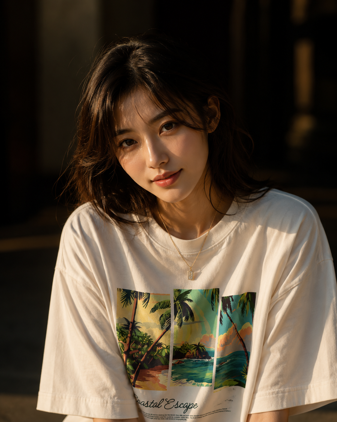 Coastal Escape Luxury 250 GSM Oversized Graphic T-Shirt