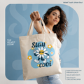 "Stay Cool" Retro Daisy Canvas Tote Bag