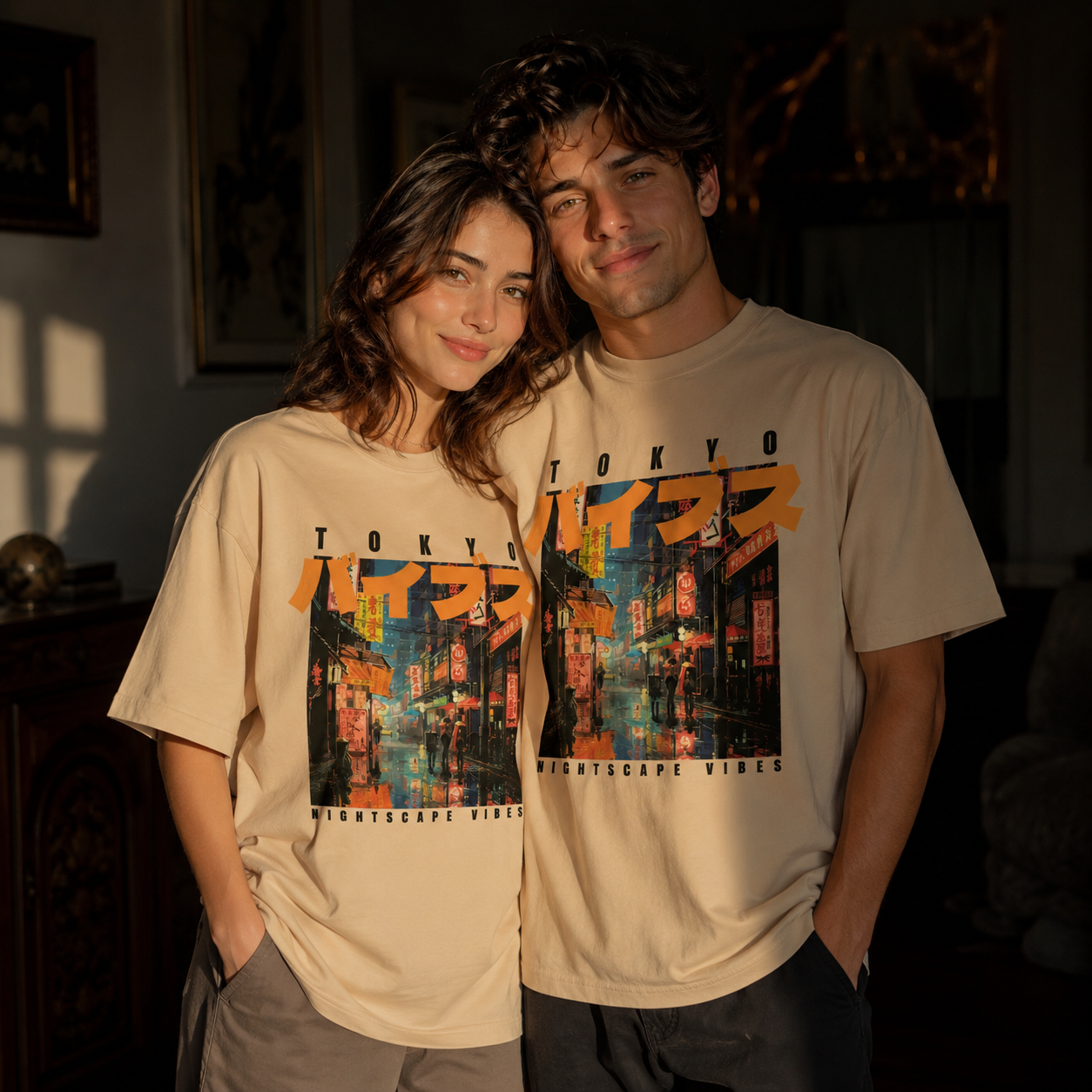 Tokyo Nightscape Vibes Oversized Graphic T-Shirt | THE VELVET LOOM