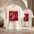 "Red Lips" Signature Oversized Tee | Pure Ivory Off-White T-Shirt for Girls