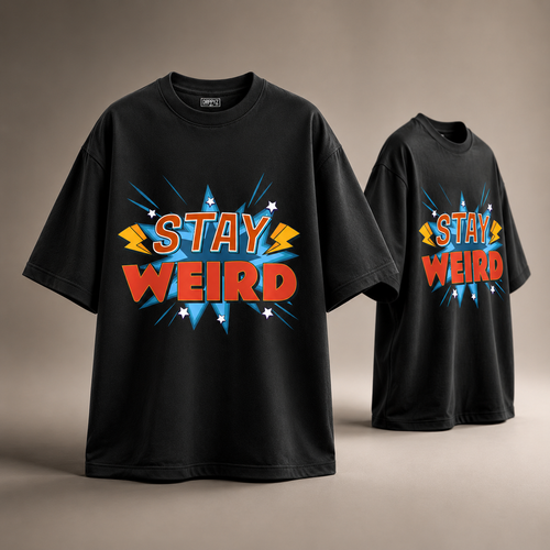 "Stay Weird" Heavyweight UNISEX Oversized Tee – 240+ GSM Premium Cotton