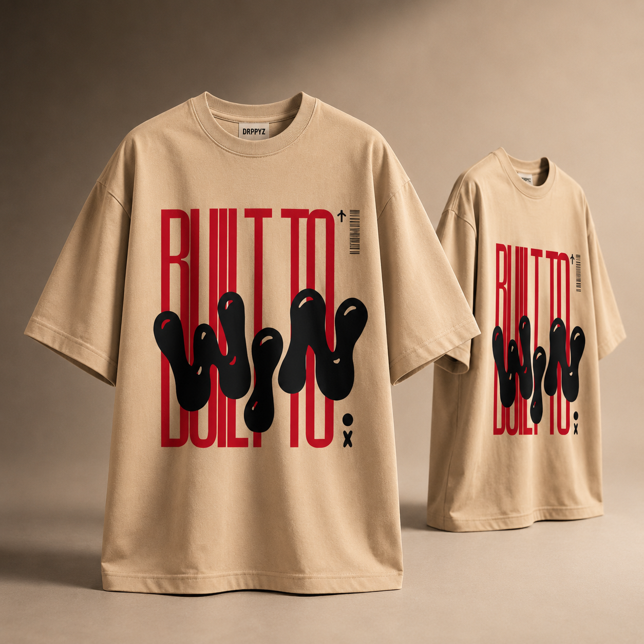 Built To Win Oversized Graphic T-Shirt – Premium Beige 250 GSM Streetwear Tee