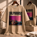 Valparaiso Sunset Oversized Graphic T-Shirt – Premium 250GSM Beige Travel Streetwear Tee