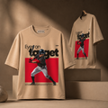 Eyes On Target Premium 250 GSM Beige Oversized Graphic T-Shirt