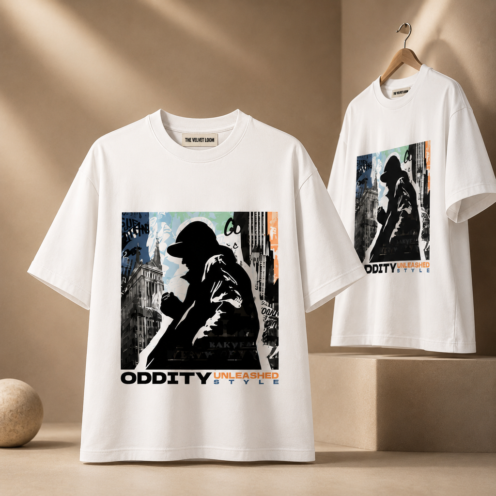 Oddity Unleashed Premium 250 GSM White Oversized Graphic T-Shirt