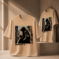 Oddity Style Premium 250 GSM Beige Oversized Graphic T-Shirt