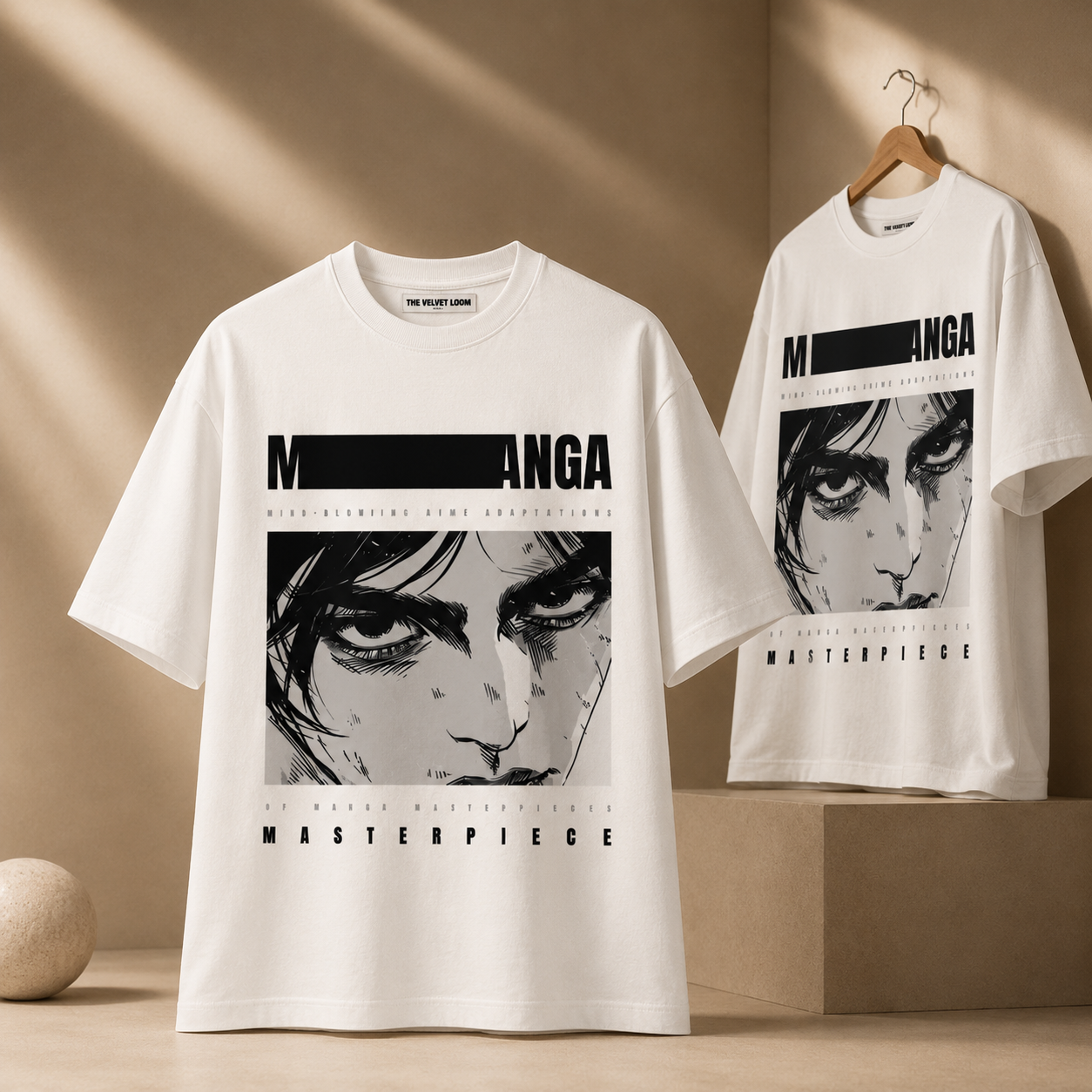Manga Masterpiece Premium 250 GSM White Oversized Graphic T-Shirt