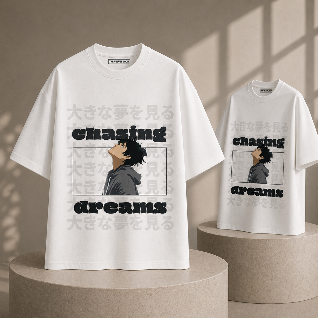 CHASING DREAMS 250 GSM Oversized Graphic T-Shirt