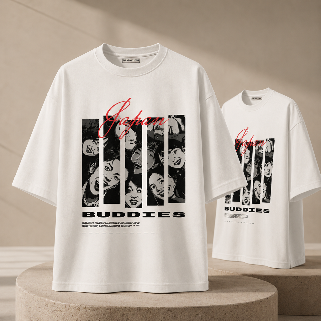 JAPAN BUDDIES Oversized 250 GSM Graphic T-Shirt | THE VELVET LOOM