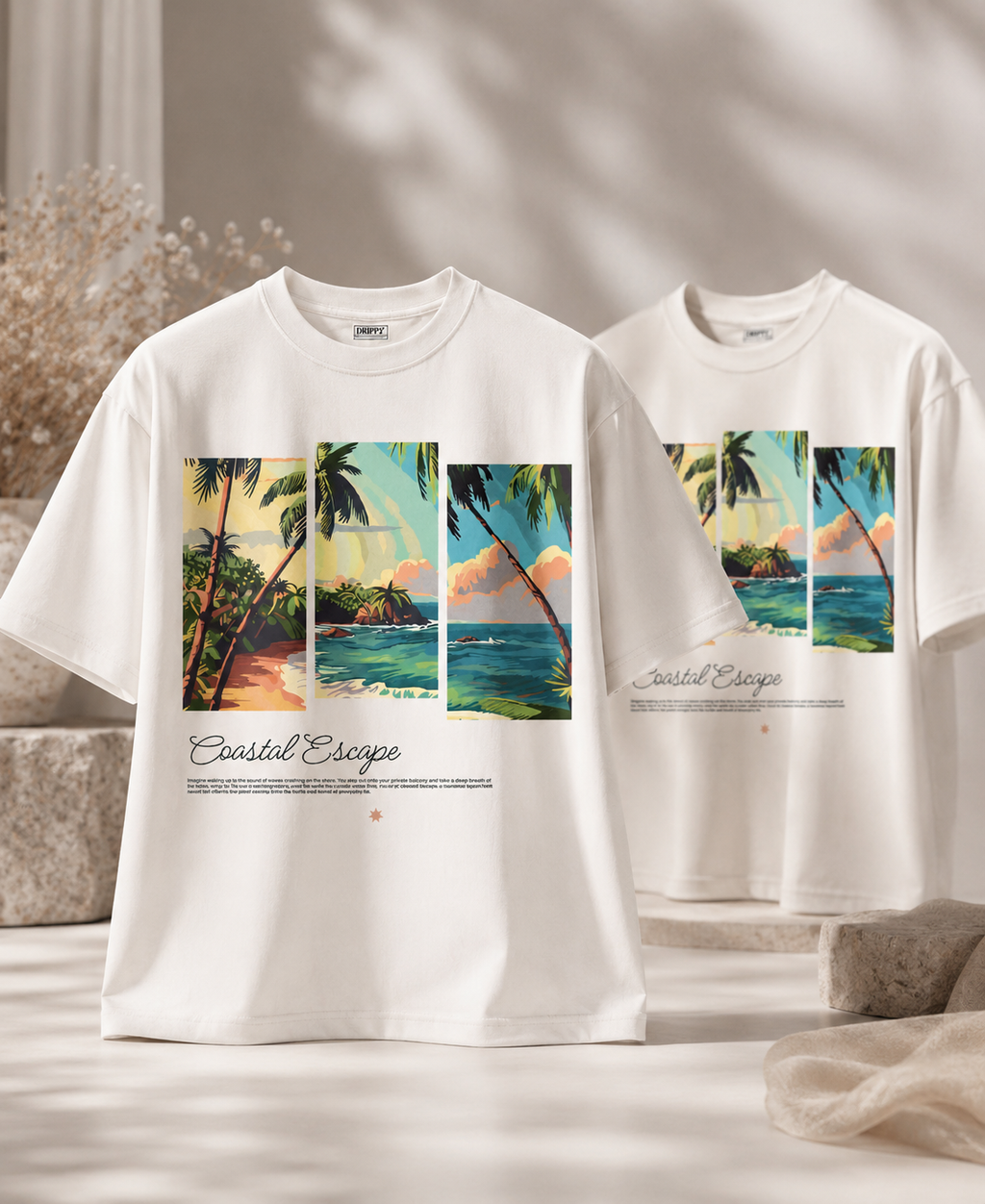 Coastal Escape Luxury 250 GSM Oversized Graphic T-Shirt