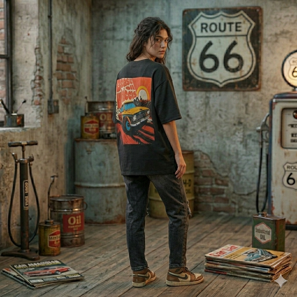 "Beast on Wheels" Oversized Graphic Streetwear Tee