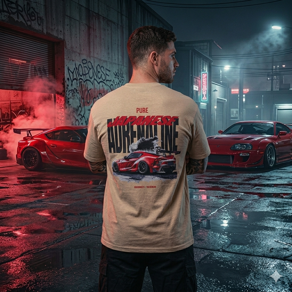 "Japanese Adrenaline" Heavyweight UNISEX Oversized Tee – Desert Sand