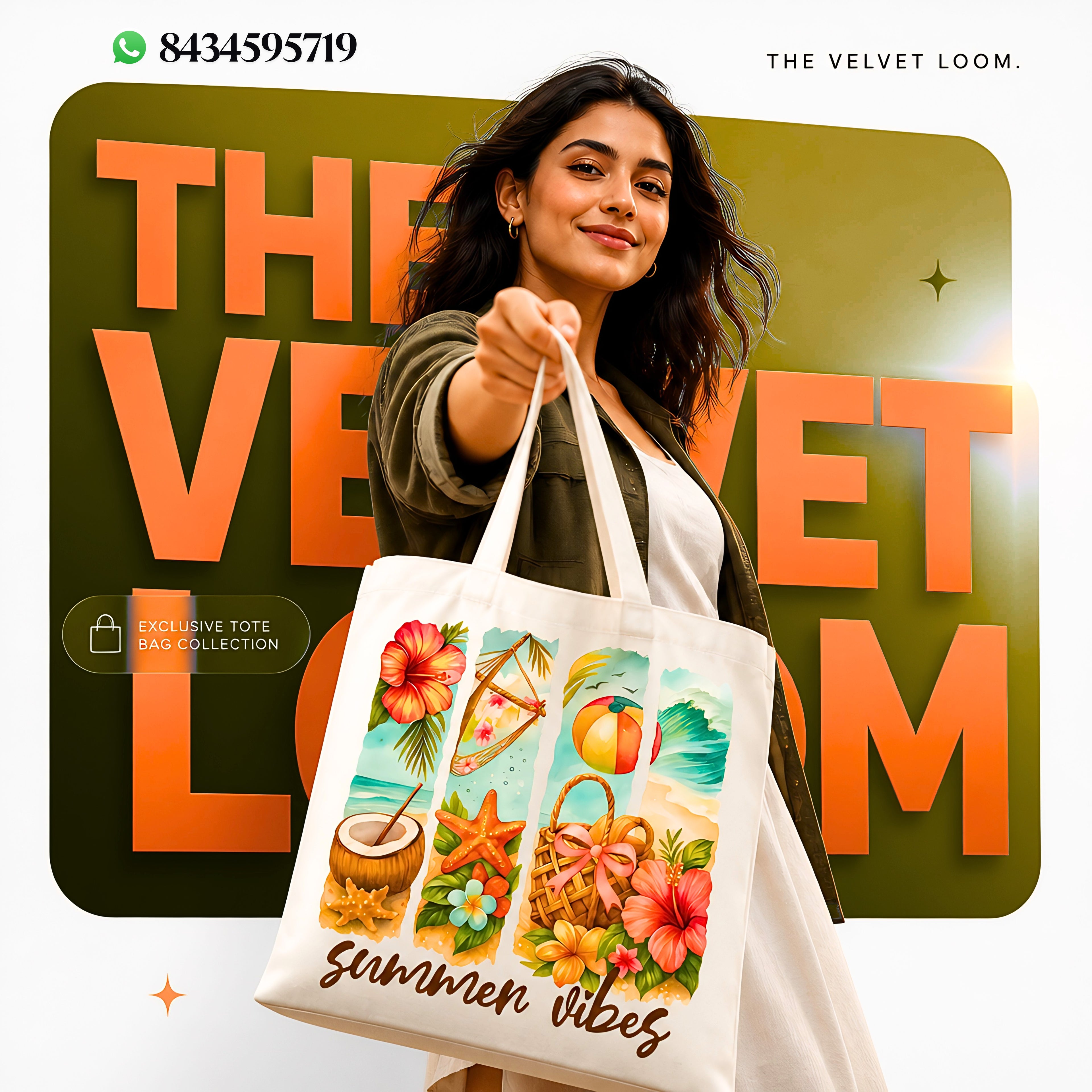 The Summer Vibes Tropical Tote Bag | 250 GSM CANVAS BAG