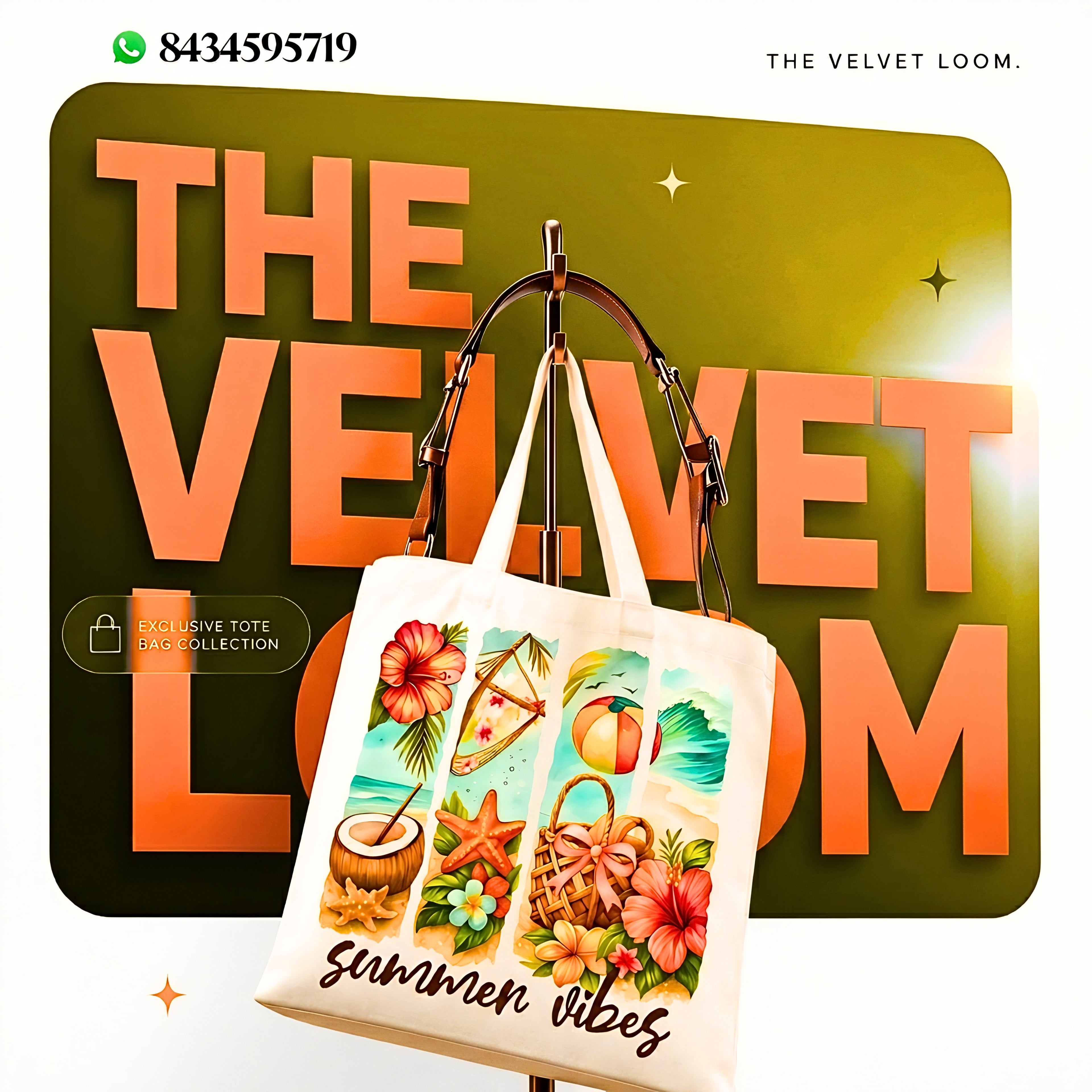 The Summer Vibes Tropical Tote Bag | 250 GSM CANVAS BAG