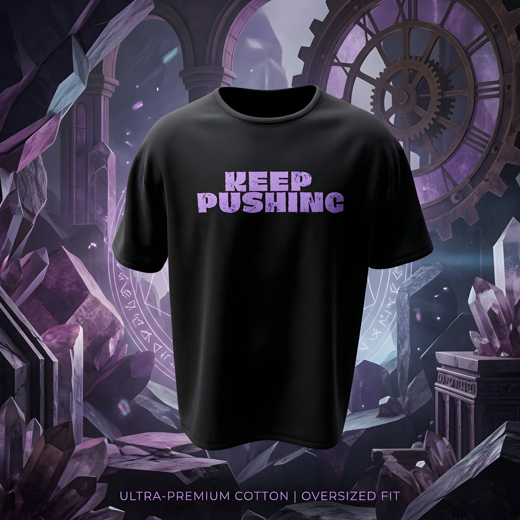 "KEEP PUSHING" Urban Mystic UNISEX Oversized T-Shirt – Limitless Reality Collection