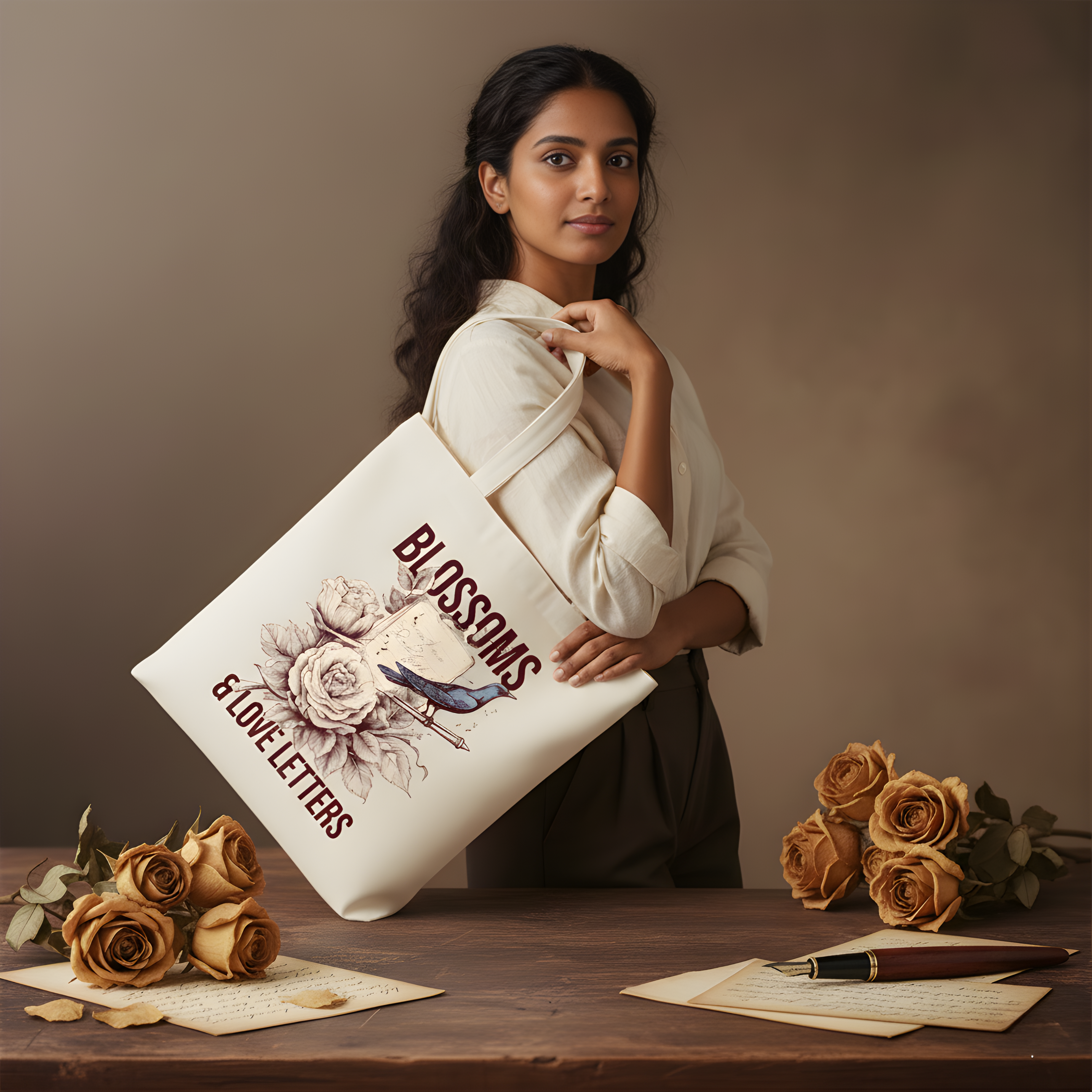 The "Blossoms & Love Letters" Artisan Tote Bag