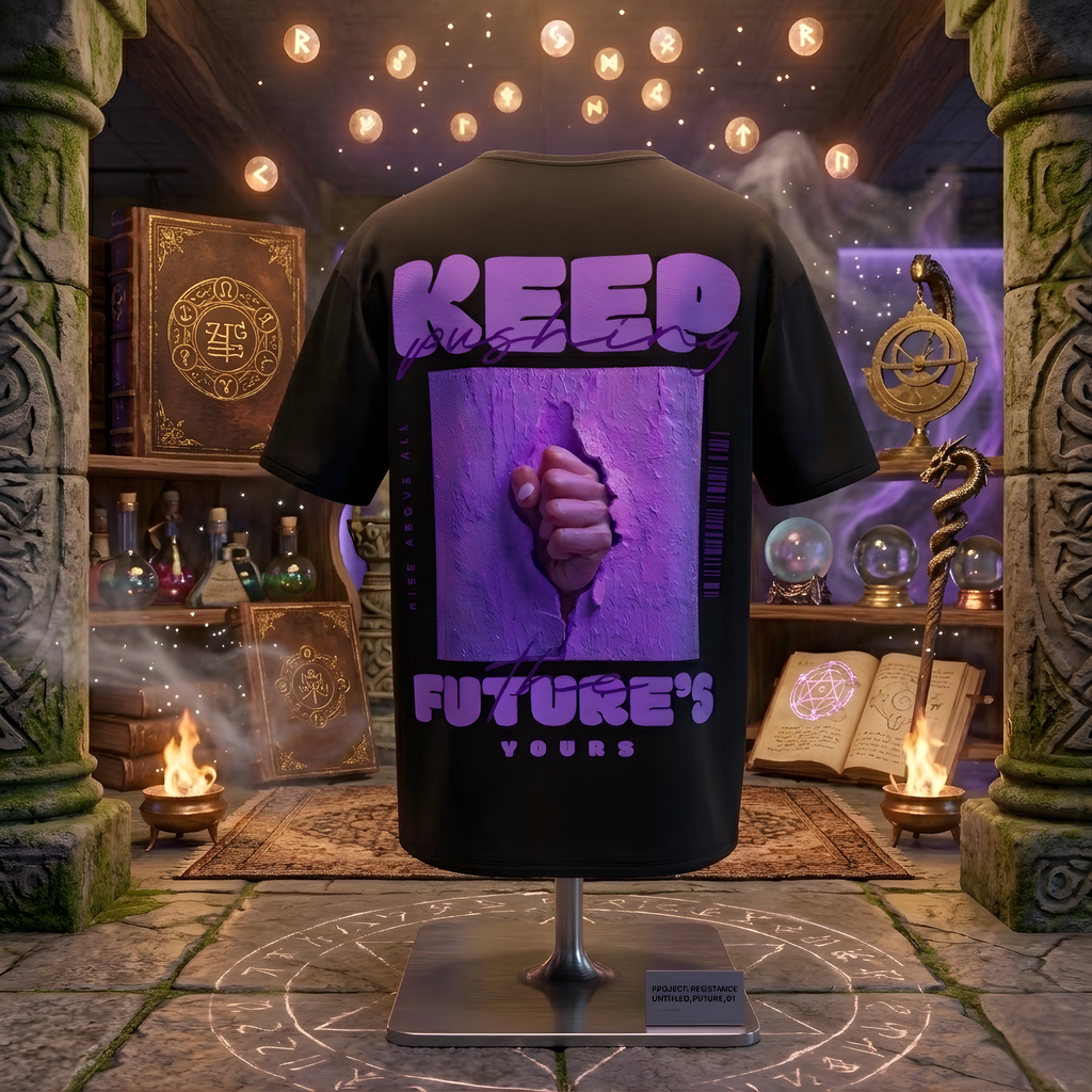"KEEP PUSHING" Urban Mystic UNISEX Oversized T-Shirt – Limitless Reality Collection