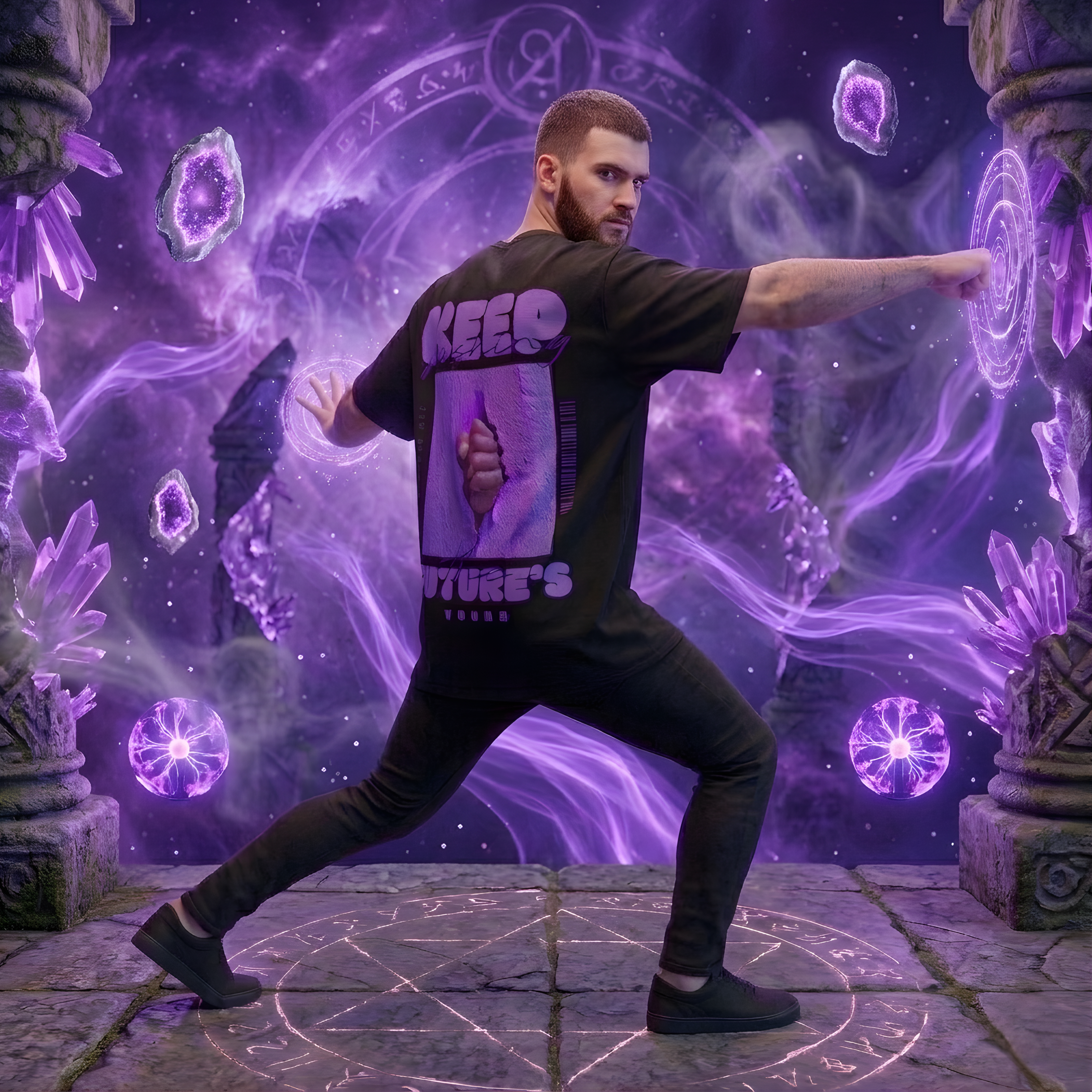 "KEEP PUSHING" Urban Mystic UNISEX Oversized T-Shirt – Limitless Reality Collection