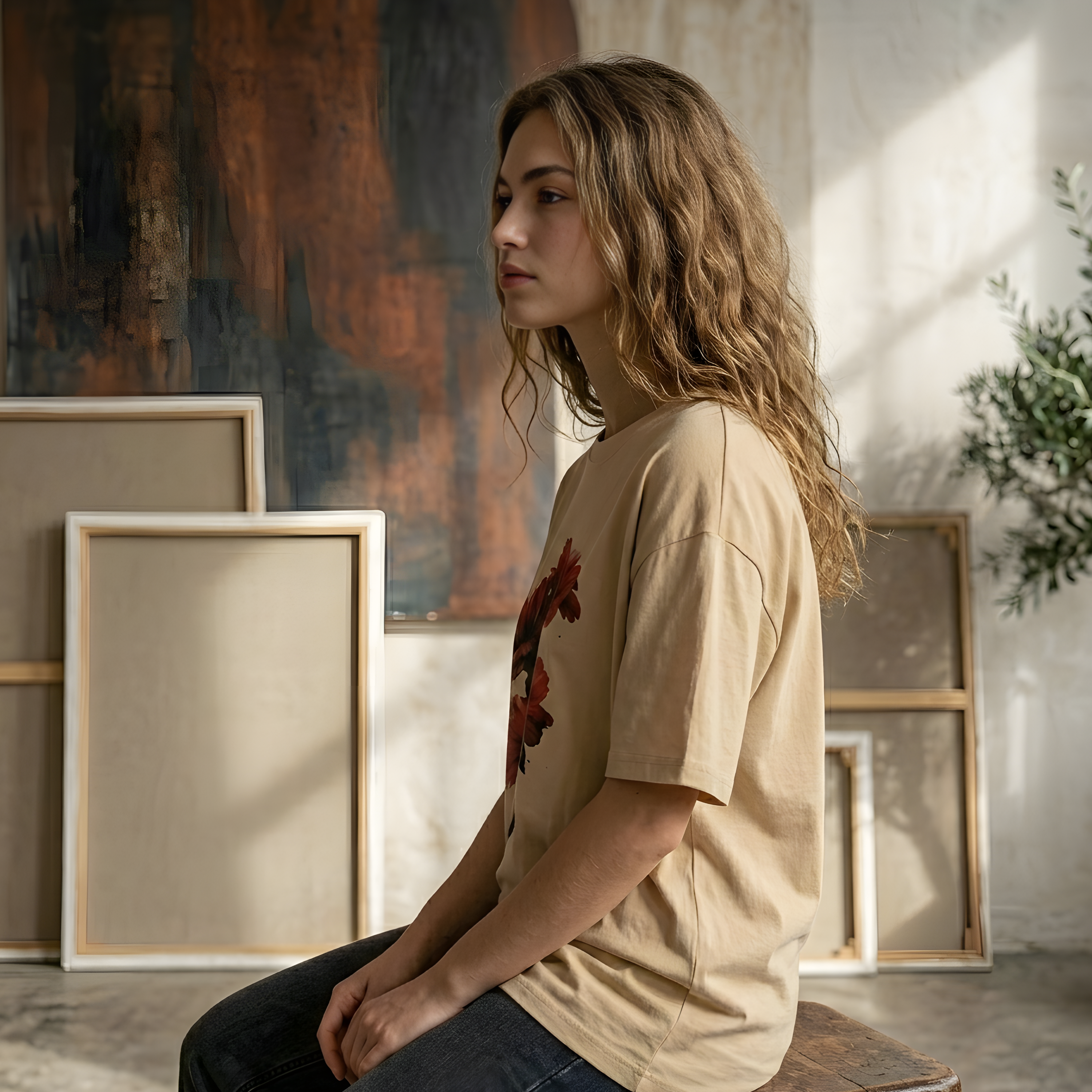 Urban Flora Drop-Shoulder Graphic Tee for GIRLS