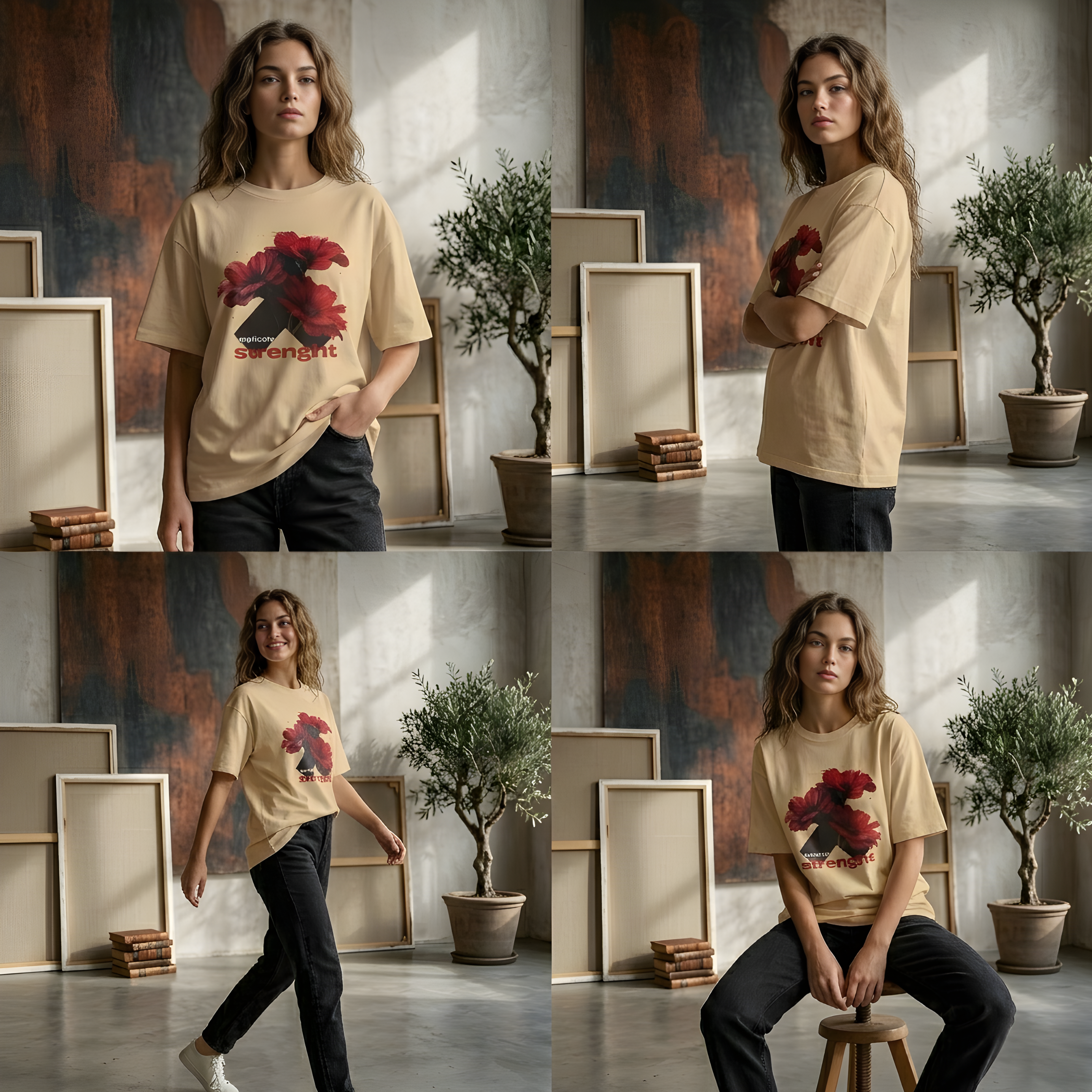 Urban Flora Drop-Shoulder Graphic Tee for GIRLS