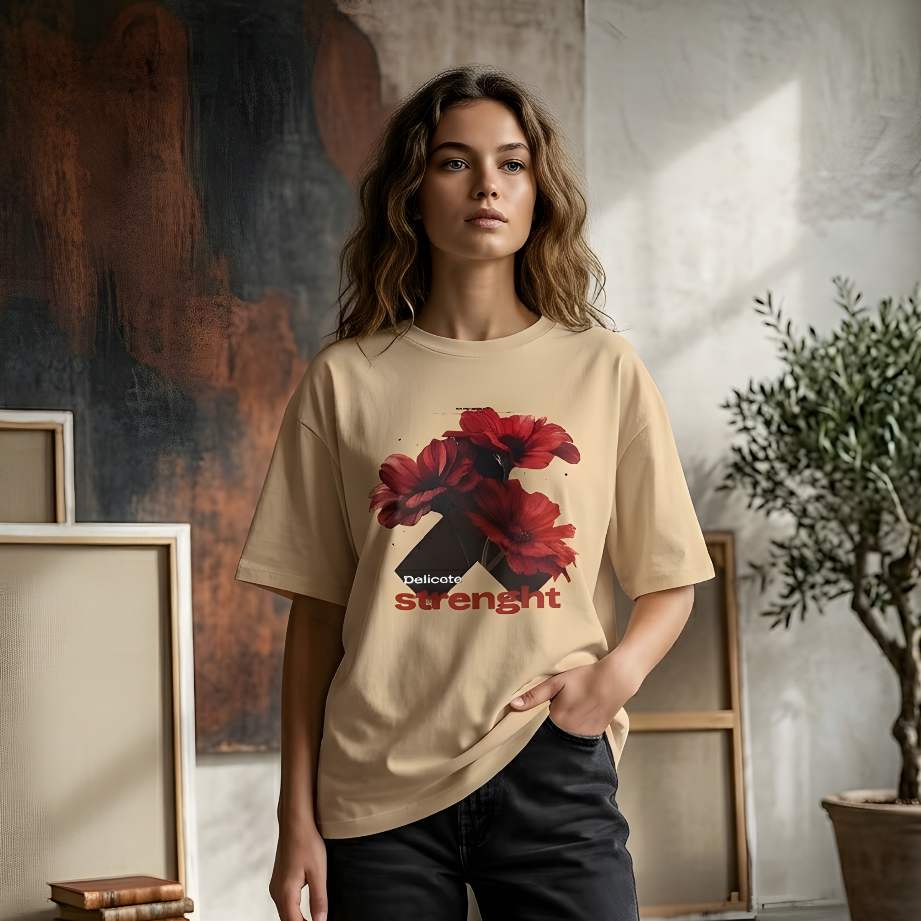 Urban Flora Drop-Shoulder Graphic Tee for GIRLS