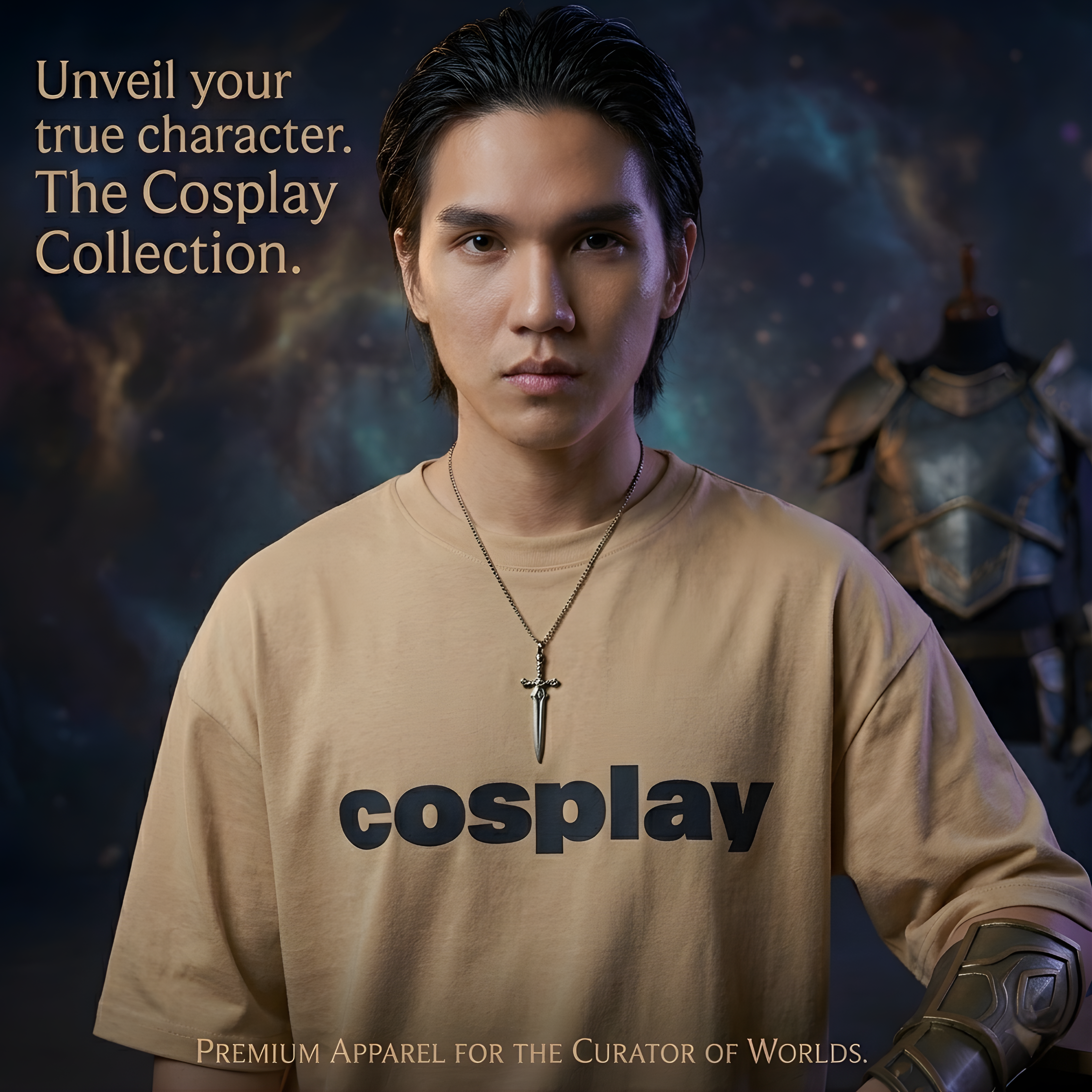 Pure Cotton Cosplay Drop-Shoulder Oversized T-shirt